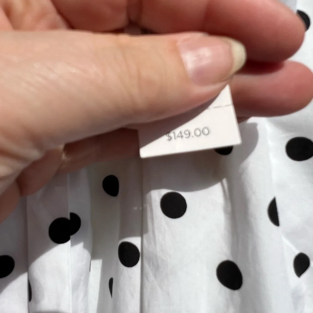 NWT Talbots Fun White Black Polka Dots A-Line Cotton Lined Skirt Sash Belt - Picture 4 of 5